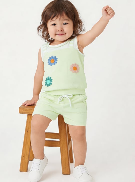 Girls Chenille Embroidered Shorts Set