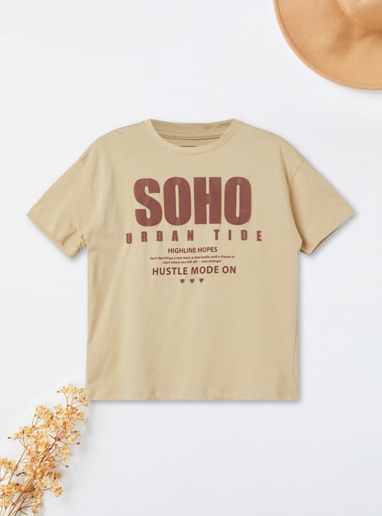 Girls Typographic Print T-shirt