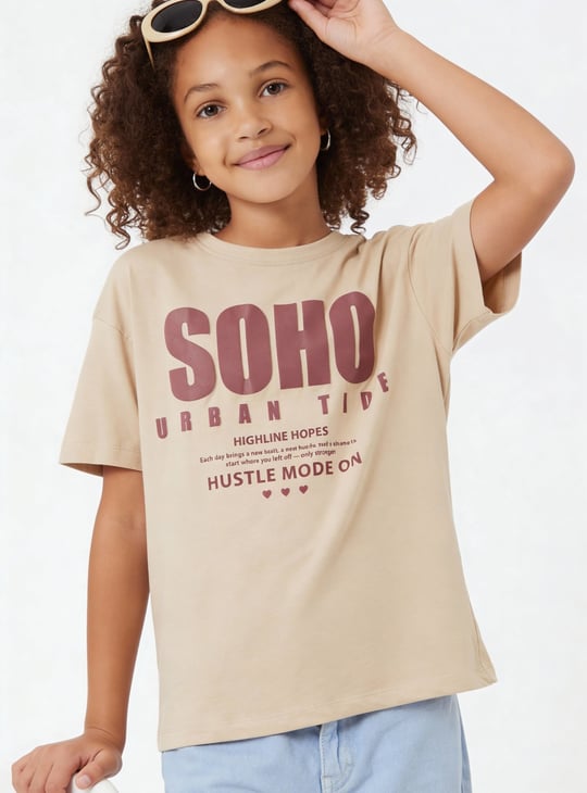 Girls Typographic Print T-shirt