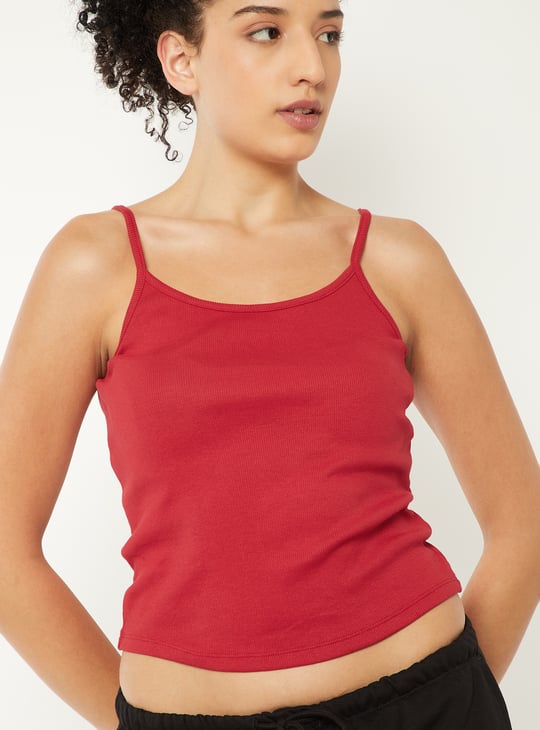 Women Printed Hooded Boxy Fit Sports T-shirt with Camisole