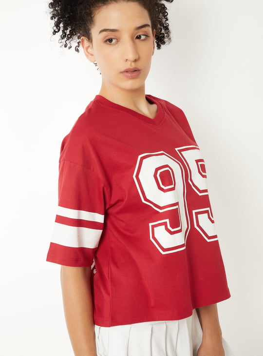 Women Printed Boxy Fit Sports T-shirt