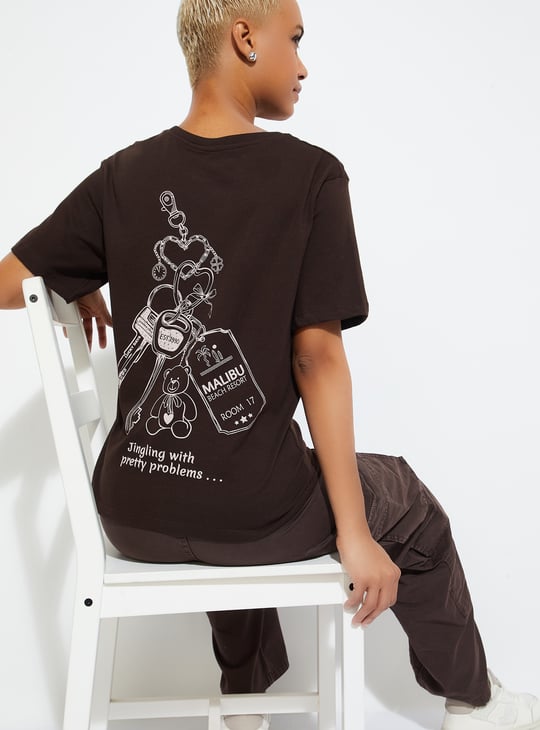 ALAYA F X URB_N Women Printed Relaxed Fit T-shirt