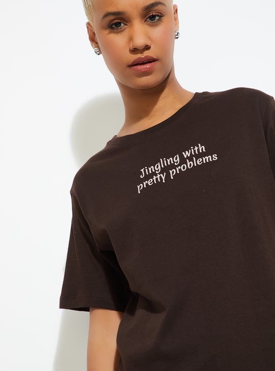 ALAYA F X URB_N Women Printed Relaxed Fit T-shirt
