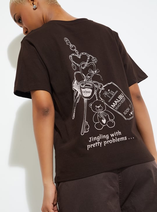 ALAYA F X URB_N Women Printed Relaxed Fit T-shirt