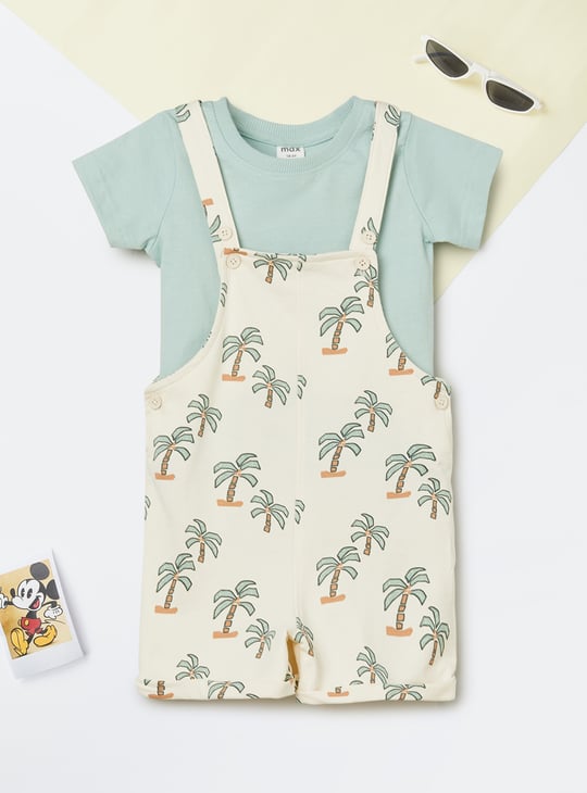 Boys Printed Dungaree with T-shirt
