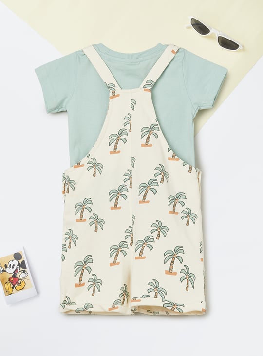 Boys Printed Dungaree with T-shirt