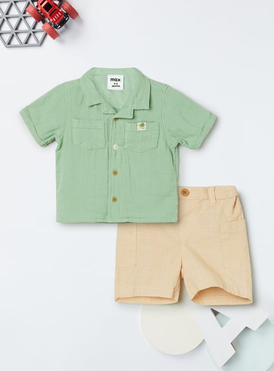 Boys Solid Shorts Set