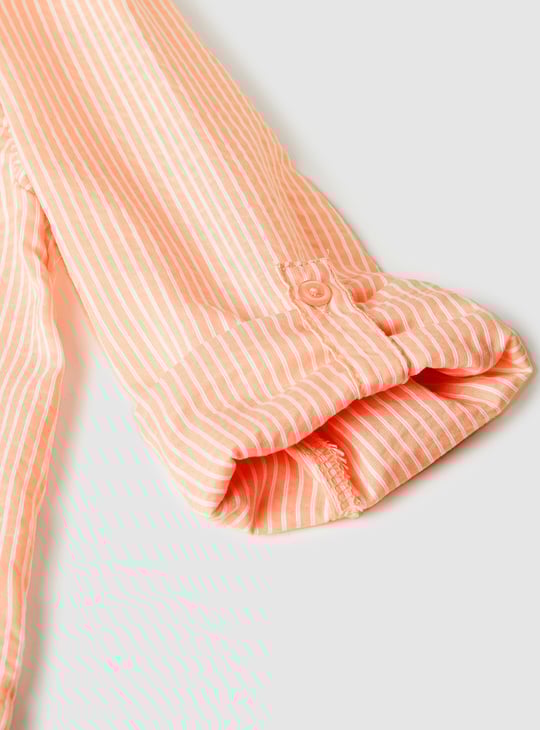 Girls Striped Oversized Shirt with T-shirt