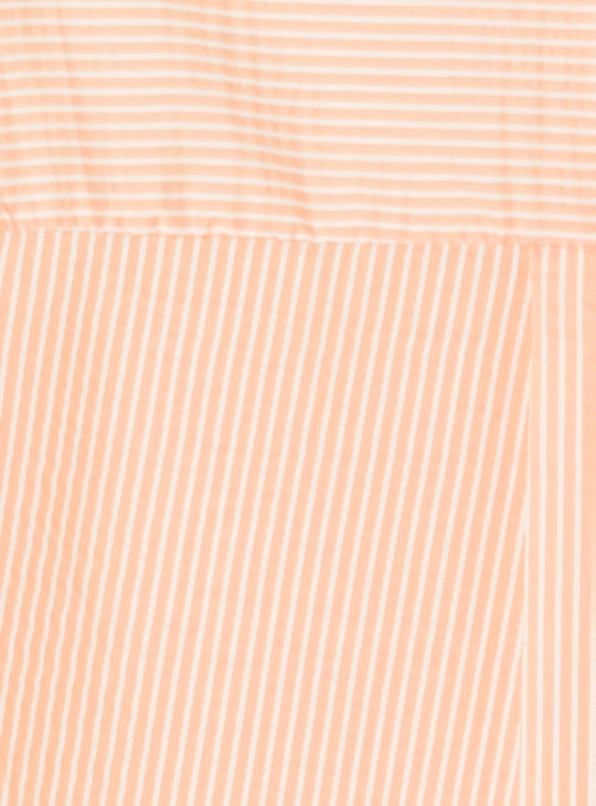 Girls Striped Oversized Shirt with T-shirt