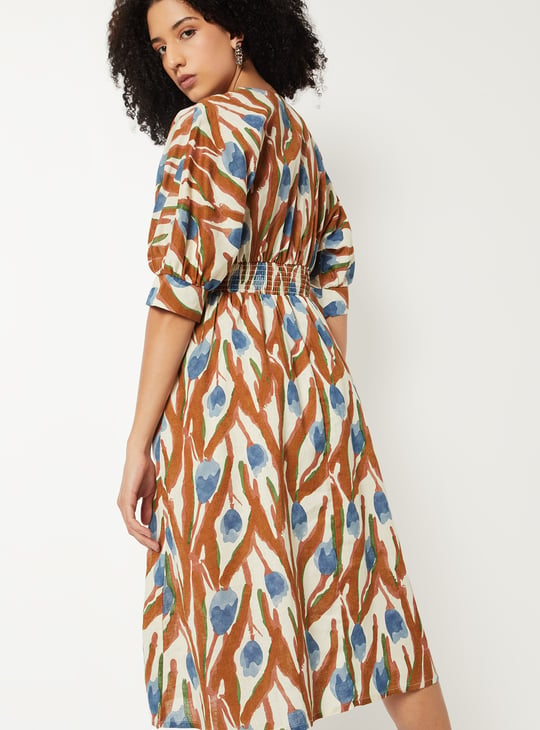 Women Printed A-line Midi Dress