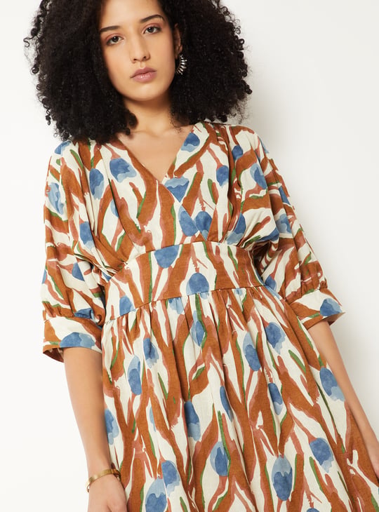 Women Printed A-line Midi Dress