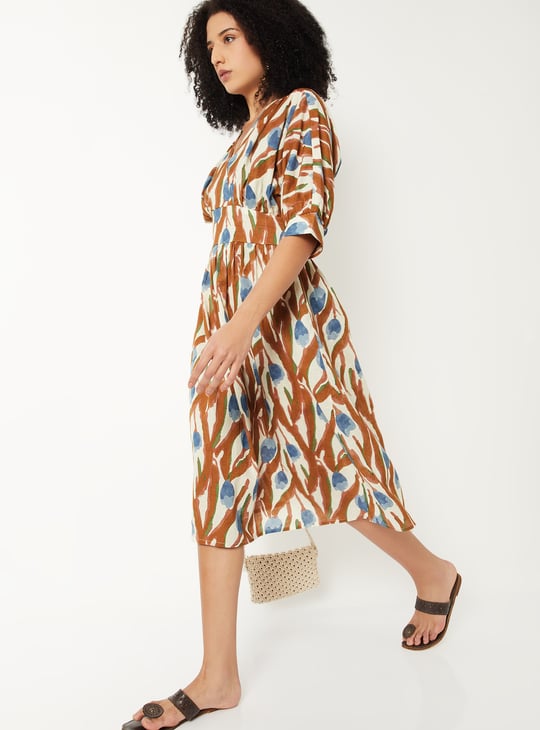 Women Printed A-line Midi Dress