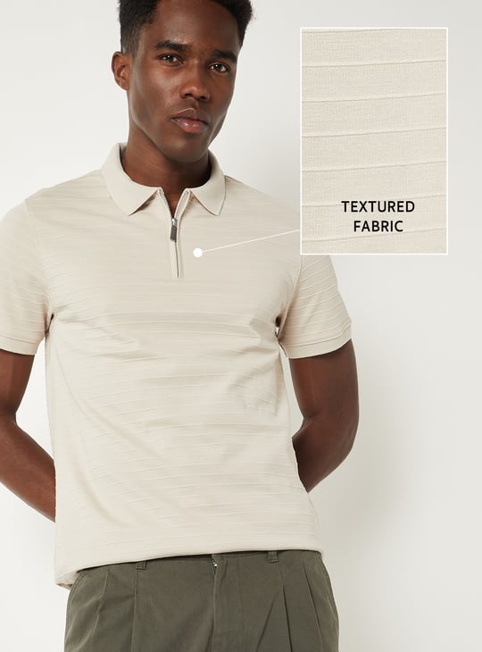 Men Textured Polo T-shirt