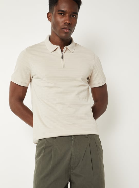 Men Textured Polo T-shirt