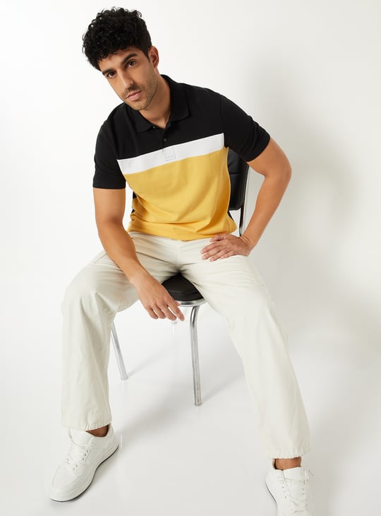 Men Colourblock Polo T-shirt