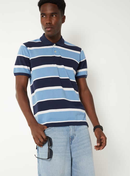 Men Striped Polo T-shirt