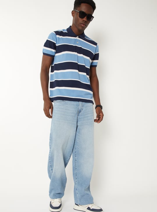 Men Striped Polo T-shirt
