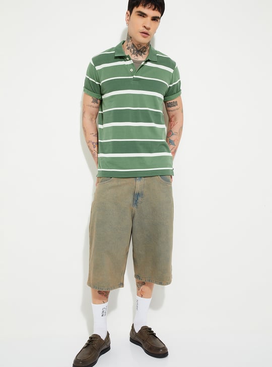 Men Striped Polo T-shirt