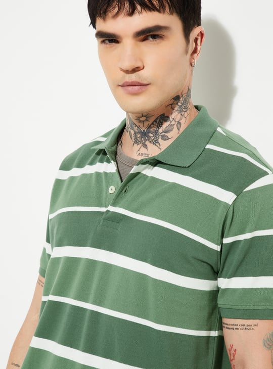 Men Striped Polo T-shirt