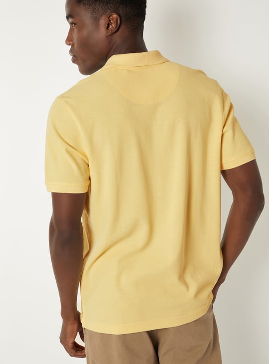 Men Solid Zipper Polo T-shirt