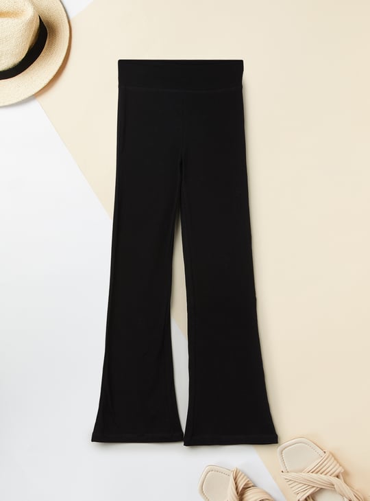 Girls Solid Skinny Flared Leggings