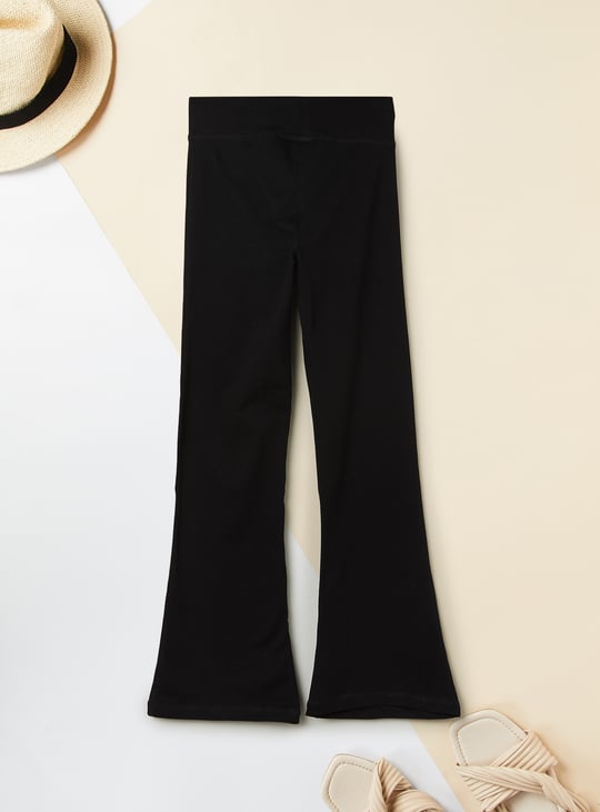 Girls Solid Skinny Flared Leggings