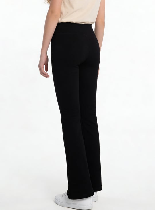 Girls Solid Skinny Flared Leggings