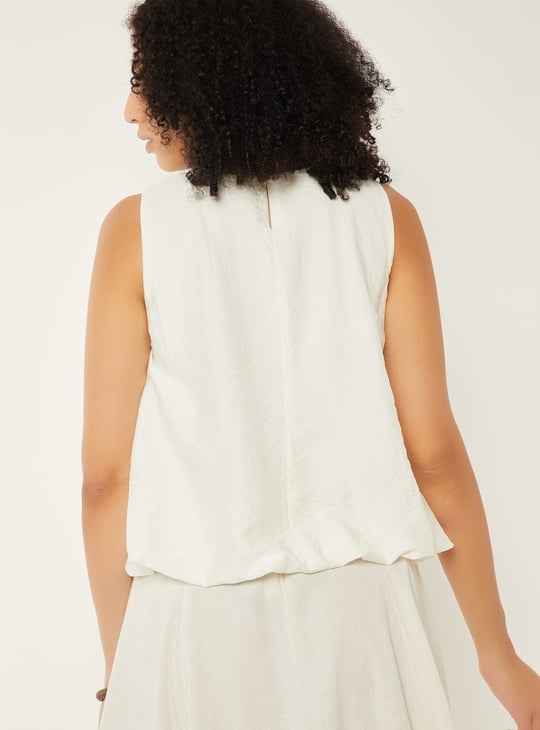Women Crinkled Bubble Hem Top