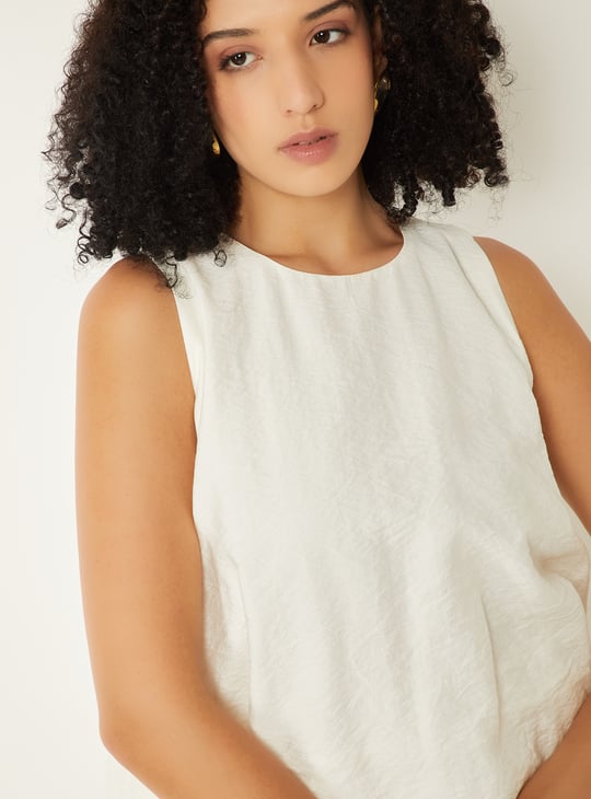 Women Crinkled Bubble Hem Top