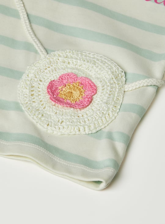 Girls Striped T-shirt with Crochet Detail