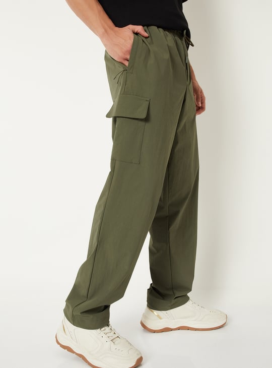 Men Solid Cargo Track Pants
