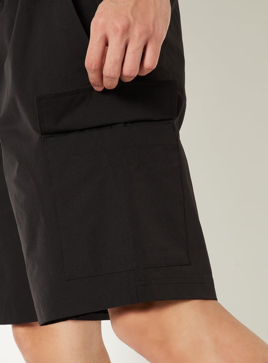 Men Solid Cargo Sports Shorts | Black | Solid Men Solid Cargo Sports Shorts | Black | Solid