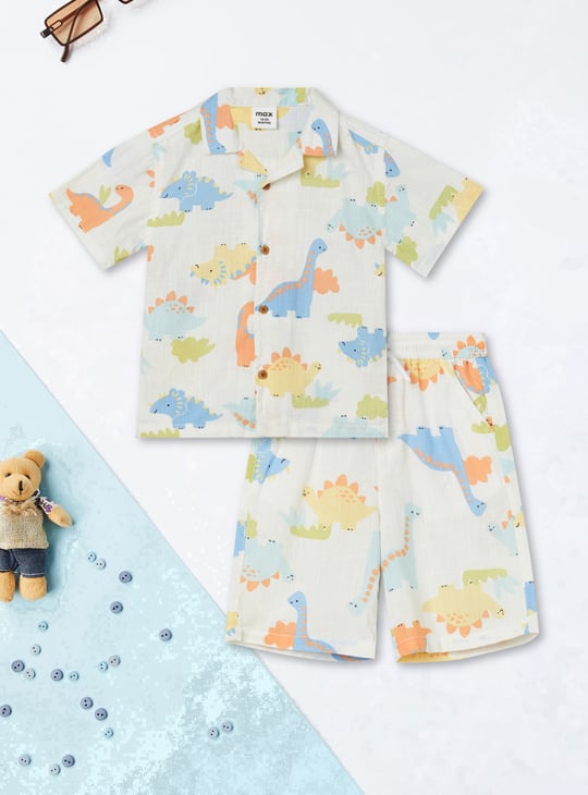 Boys Dino Print Shorts Set