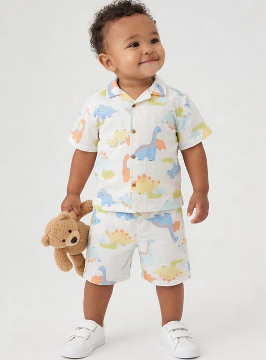 Boys Dino Print Shorts Set
