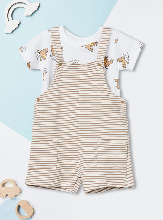 Boys Striped Dungaree with T-shirt