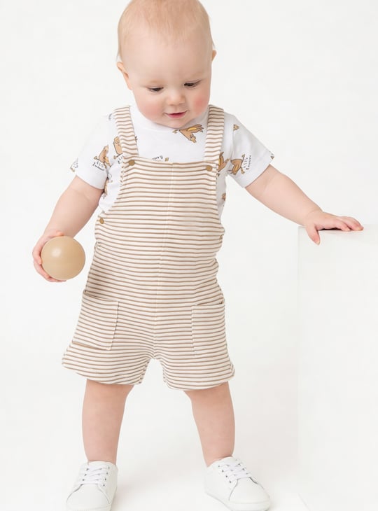 Boys Striped Dungaree with T-shirt