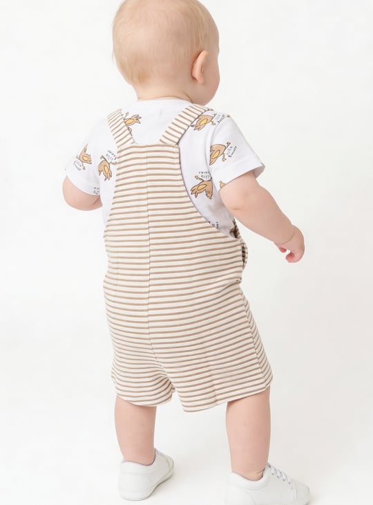 Boys Striped Dungaree with T-shirt