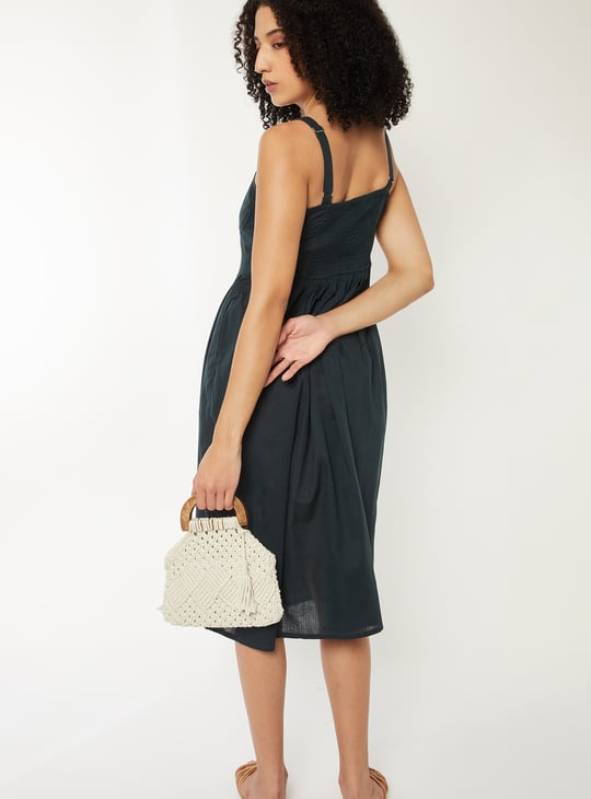 Women Pleated A-line Midi Dress