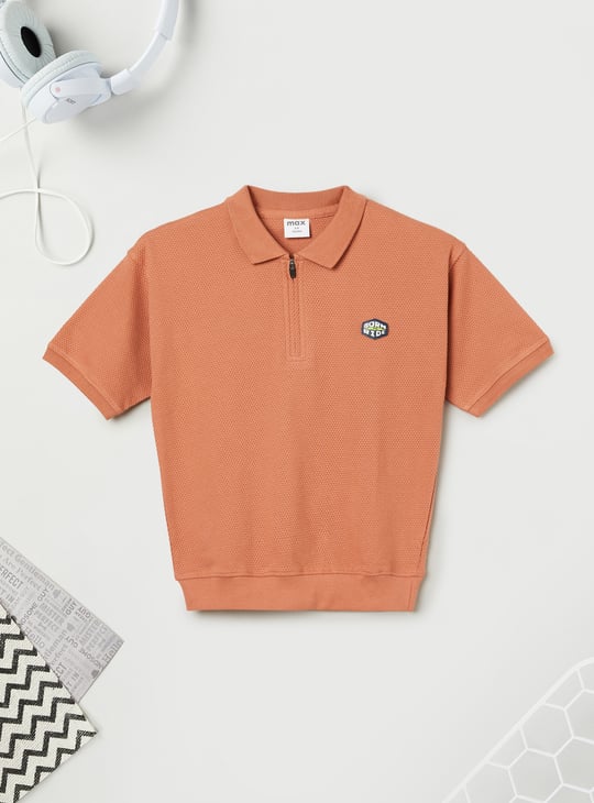 Boys Textured Polo T-shirt