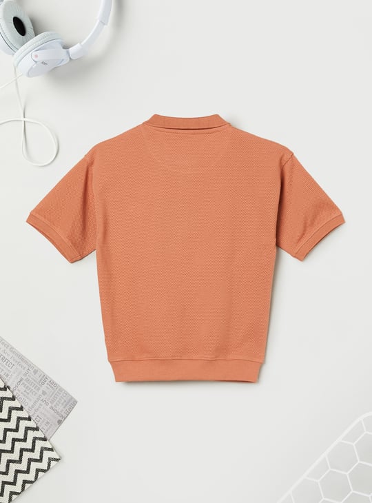 Boys Textured Polo T-shirt