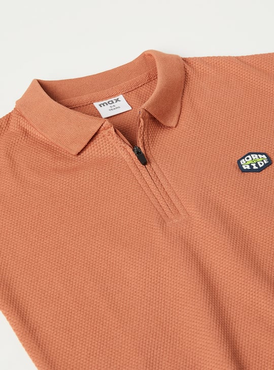 Boys Textured Polo T-shirt
