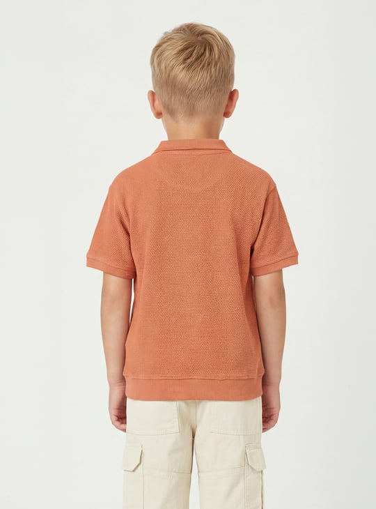 Boys Textured Polo T-shirt