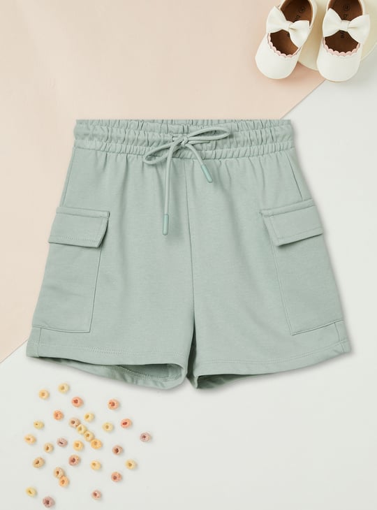Girls Solid Cargo Shorts
