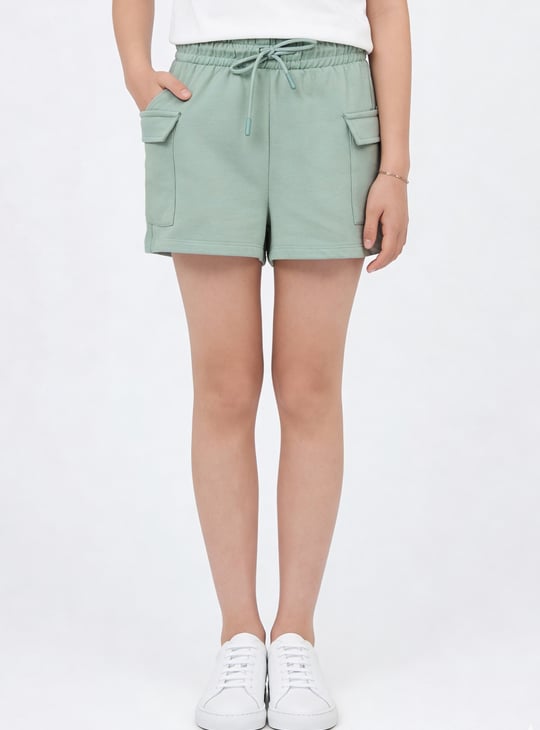 Girls Solid Cargo Shorts