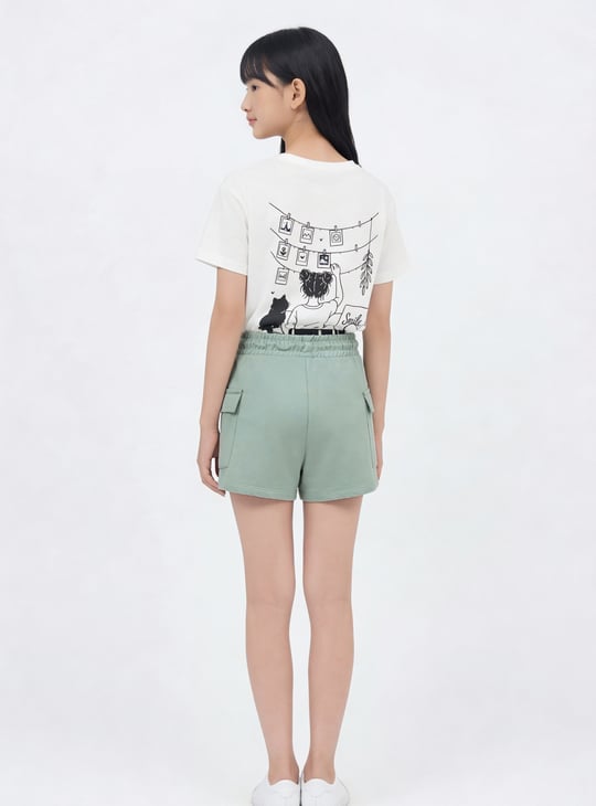 Girls Solid Cargo Shorts