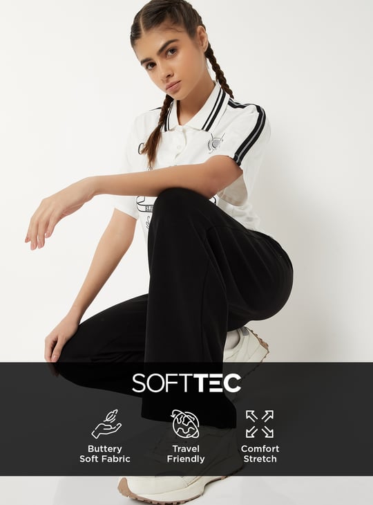 Women Solid Butter Soft Wide Leg Sports Track Pants