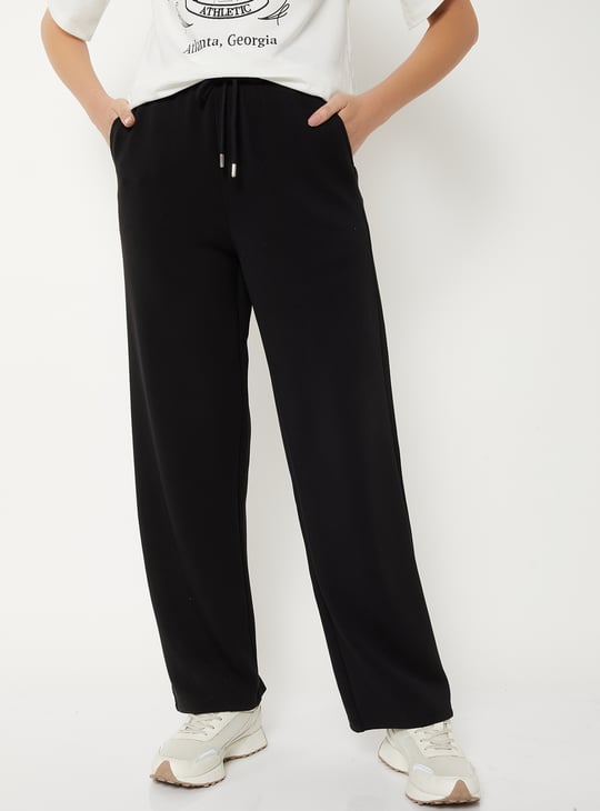 Women Solid Butter Soft Wide Leg Sports Track Pants