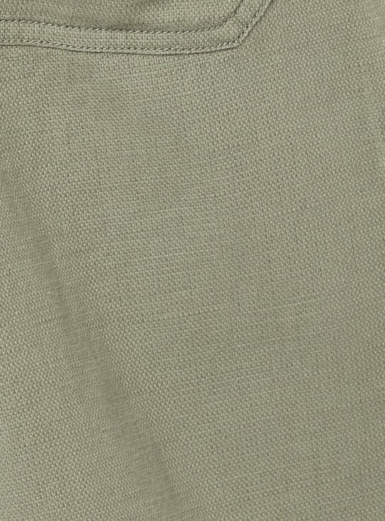 Men Linen Blend Regular Fit Pull-on Pants