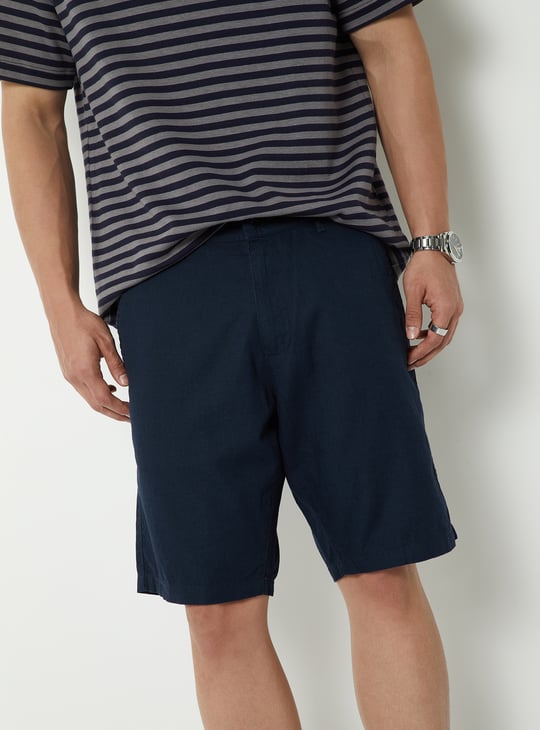 Men Linen Blend Pull-on Shorts