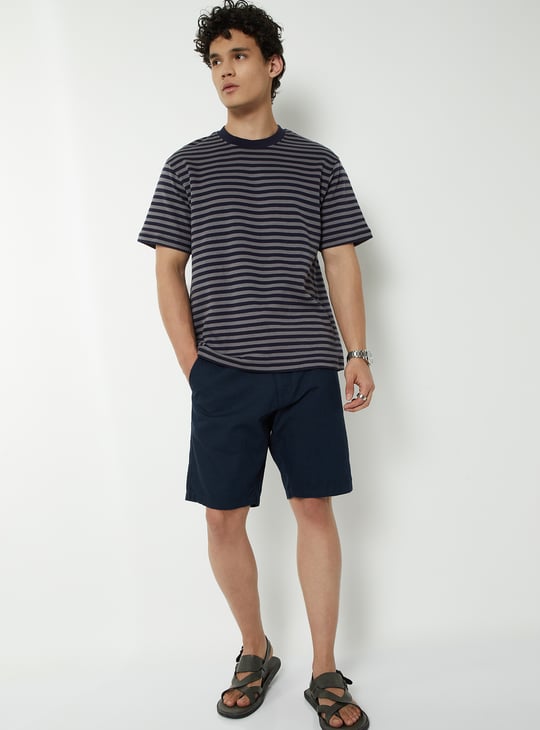 Men Linen Blend Pull-on Shorts